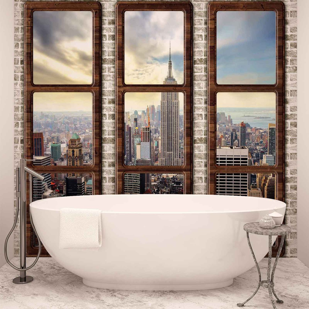 Fototapete Tapete New York City Skyline Fenster Ausblick Bei