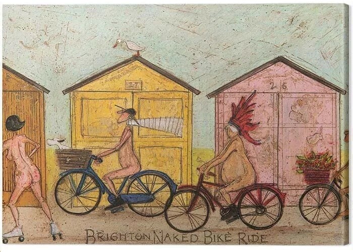 Stampa Su Tela Sam Toft Brighton Naked Bike Ride Decorazioni Murali