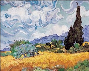 A Wheatfield with Cypresses, 1889 Festmény reprodukció