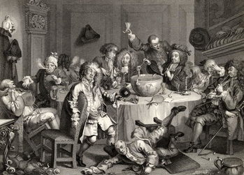 Reproducción de arte A Midnight Modern Conversation, from 'The Works of William Hogarth', published 1833