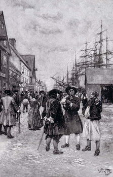 Reproducción de arte Along the Water Front in Old New York, illustration from 'The Evolution of New York' by Thomas A. Janvier, pub. in Harper's Magazine, 1893