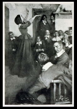 Reproducción de arte Anne Hutchinson Preaching in her House in Boston, 1637, illustration from 'Colonies and Nation' by Woodrow Wilson, pub. in Harper's Magazine, 1901