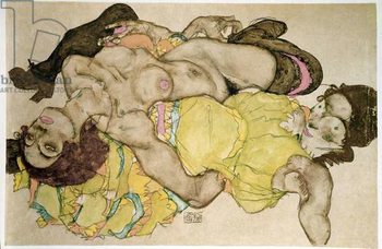 Reproducción de arte Curved women. Drawing by Egon Schiele , 1915 Pencil and tempera on paper, Dim: 32,8x49,7cm. Vienna, Graphische Sammlung Albertina