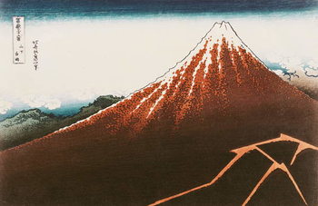 Reproducción de arte Fuji above the Lightning', from the series '36 Views of Mt. Fuji' ('Fugaku sanjurokkei') (coloured woodblock print)