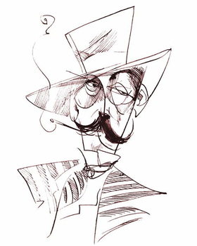 Reproducción de arte Giacomo Puccini, Italian opera composer , sepia line caricature, 2006 by Neale Osborne