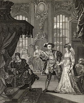 Reproducción de arte Henry VIII and Anne Boleyn, engraved by T. Cooke, from 'The Works of Hogarth', published 1833