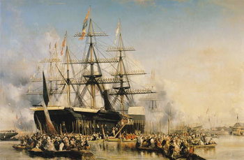 Reproducción de arte King Louis-Philippe (1830-48) Disembarking at Portsmouth, 8th October 1844, 1846