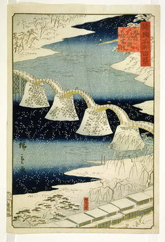 Reproducción de arte Kintai bridge in the snow, from the series 'Shokoku Meisho Hyakkei',