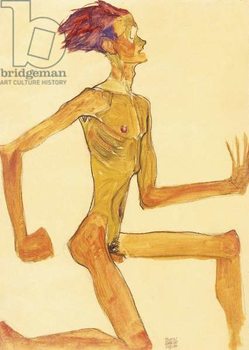 Reproducción de arte Kneeling Naked Man, in Profile to the Right (Self-Portrait), 1910