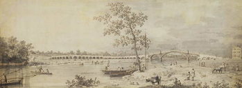 Reproducción de arte Old Walton Bridge seen from the Middlesex Shore, 1755