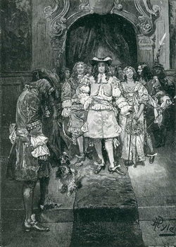 Reproducción de arte Quaker and King at Whitehall, engraved by Frank French (1850-1933) illustration from 'The Early Quakers in England and Pennsylvania' by Howard Pyle, pub. in Harper's Magazine, 1882