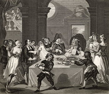 Reproducción de arte Sancho at the Feast Starved by his Physician, from 'The Works of Hogarth', published 1833