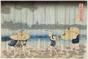 Reproducción de arte Shower on the Banks of the Sumida River at Ommaya Embankment in Edo, c.1834