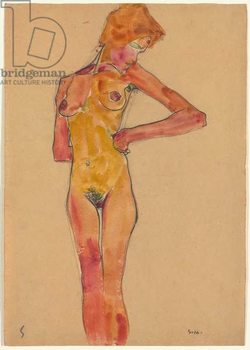 Reproducción de arte Standing Female Nude (Gerti Schiele); Stehender weiblicher Akt (Gerti Schiele), 1910