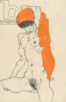 Reproducción de arte Standing Nude with Orange Drapery, 1914