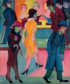 Reproducción de arte Street Scene by the Barber Shop; Strassenbild vor dem Friseurladen, 1926