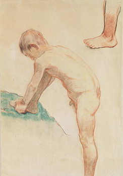 Reproducción de arte Study of a boy and a foot, 1888 (red chalk, charcoal & pastel on beige paper)