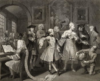Reproducción de arte Surrounded by Artists and Professors, plate II from 'A Rake's Progress', from 'The Works of William Hogarth', published 1833