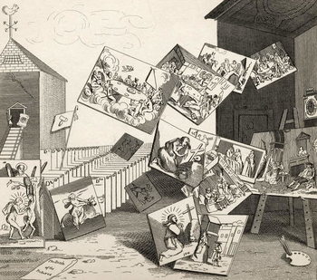 Reproducción de arte The Battle of the Pictures, from 'The Works of Hogarth', published 1833