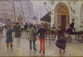 The Boulevard des Capucines and the Vaudeville Theatre, 1889 Reproduction de Tableau
