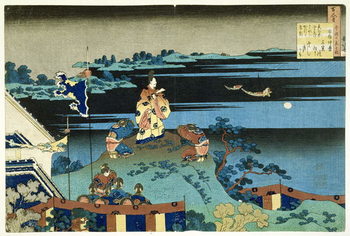 Reproducción de arte The Exiled Poet Nakamaro ('Abe no Nakamaro'), from the series '100 Poems Explained by the Nurse' ('Hyakunin isshu uba ga etoki') pub. c.1838,