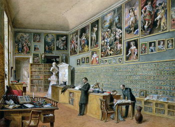 Reproducción de arte The Library, in use as an office of the Ambraser Gallery in the Lower Belvedere, 1879