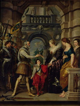 Reproducción de arte The Medici Cycle: Henri IV (1553-1610) leaving for the war in Germany and bestowing the government of his kingdom to Marie de Medici (1573-1642) 20th March 1610, 1621-25