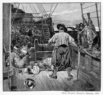Reproducción de arte Thomas Moon began to Lay about him with his Sword, engraved by Henry Wolf, from Harper's Magazine, 1883