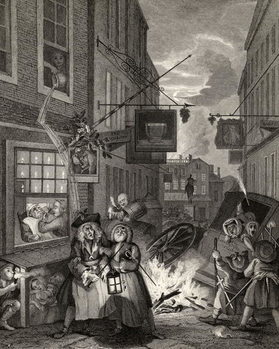 Reproducción de arte Times of the Day: Night, from 'The Works of William Hogarth', published 1833