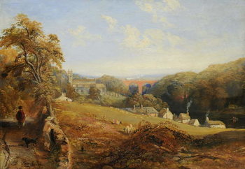Reproducción de arte Wetheral - View of the River Eden Showing Wetheral Church and Viaduct, and Corby Ferry, c.1845