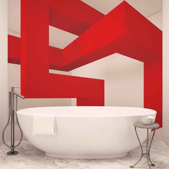 Carta da parati Astratto Moderno Rosso Bianco