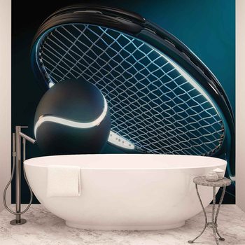 Carta da parati Racchetta Tennis Pallina e Luce Neon