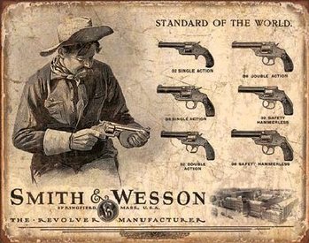 S&W - SMITH & WESSON - Revolver Manufacturer Carteles de chapa