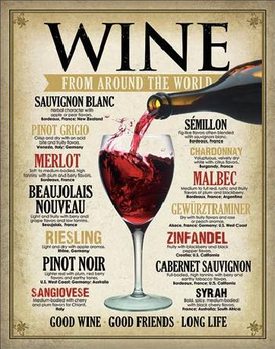 Cartelli Pubblicitari in Metallo WINE - From Around the World