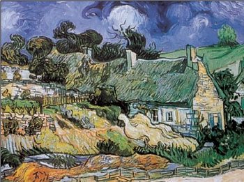 Cottages with Thatched Roofs, Auvers-sur-Oise Festmény reprodukció