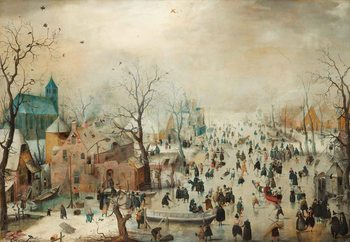 Cuadro en vidrio Winter Landscape With Skaters, Hendrick Avercamp