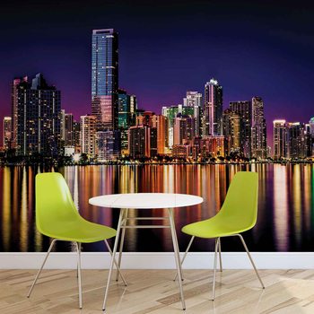 City New York Skyline Night Fotobehang