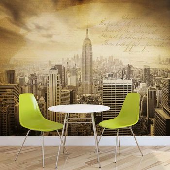 City New York Vintage Sepia Fotobehang