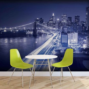 New York City Brooklyn Bridge Lights Fotobehang