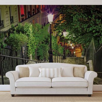 Paris City Street Night Fotobehang
