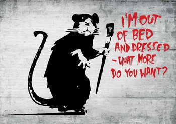 Fotomurale Banksy Graffiti Rat Concrete Wall