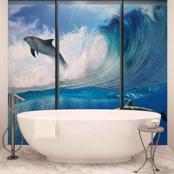 Fotomurale Dolphins Sea Wave Jump