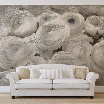 Fotomural Efecto vintage rosas blancas