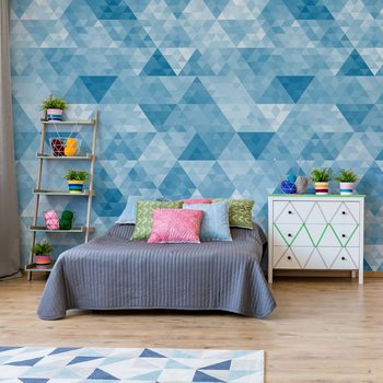 Fotomural Modern Geometric Triangle Design Blue