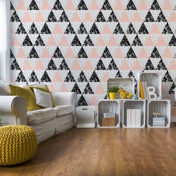 Fotomural Modern Geometric Triangle Pattern Pink Black