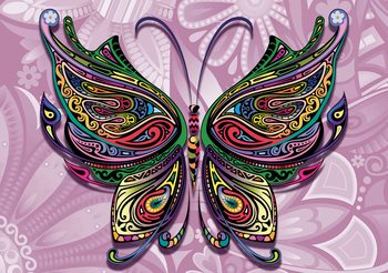 Butterfly Flowers Abstract Colours Fototapet