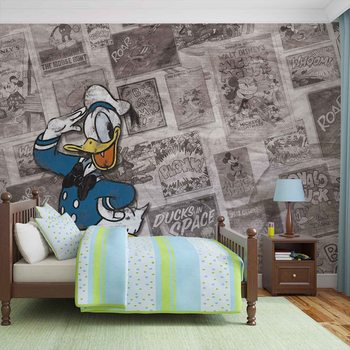 Disney Donal Duck Newsprint Vintage Fototapet