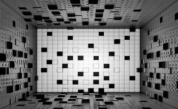 Modern Abstract Squares Black White Tapéta, Fotótapéta