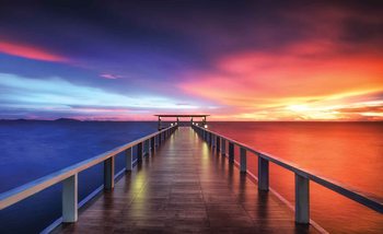 Path Bridge Sun Sunset Multicolour Tapéta, Fotótapéta