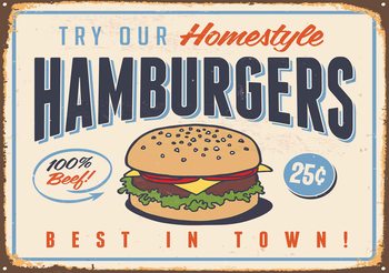 Retro Poster Hamburgers Tapéta, Fotótapéta